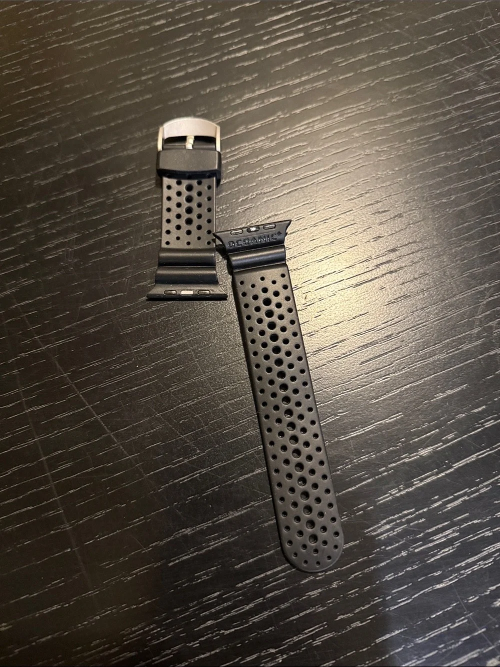 Black Perforated Silicone Watch Strap for Men - (Brand)